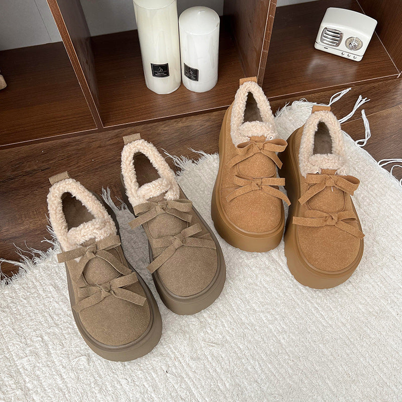 Damen Komfortable Plateau-Schuhe mit weichem Lammfell-Design R&B