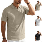 Herren nan elegantes Kurzarm-Polo aus strukturierter Micro-Jacquard-Baumwollmischung mit formstabilem Hemdkragen R&B