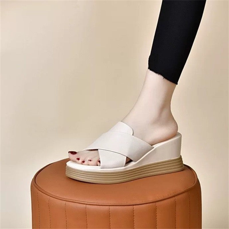 Damen Wedge-Pantoletten mit komfortablem Cross-Riemen