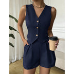 Damen Elegantes Jumpsuit mit klassischem Schnitt und modischen Knöpfen R&B