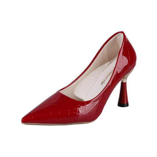 Damen elegante spitze Pumps mit glänzendem Krokodilprägung R&B