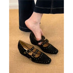 Damen elegante Riemchenpumps mit modischen Schnallen R&B
