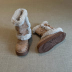 Damen modische Winterstiefel mit kuscheligem Kunstfell und praktischem Doppelriemen R&B