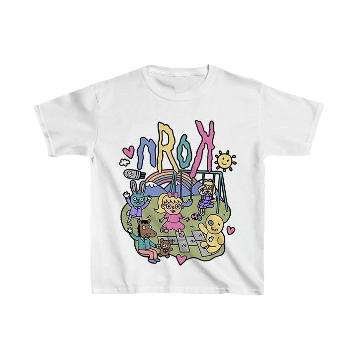 Damen Kurzarm T-Shirt mit verspieltem Grafiken-Design R&B