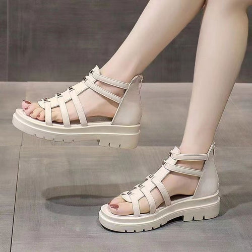 Damen nan gladiatorische Plateausandalette mit gepolstertem Komfortfußbett, profilierter Plateausohle und Rückreißverschluss R&B