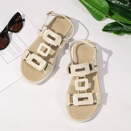 Damen Komfort-Sandalen mit modischen Schnallenakzenten und ergonomischer Sohle R&B