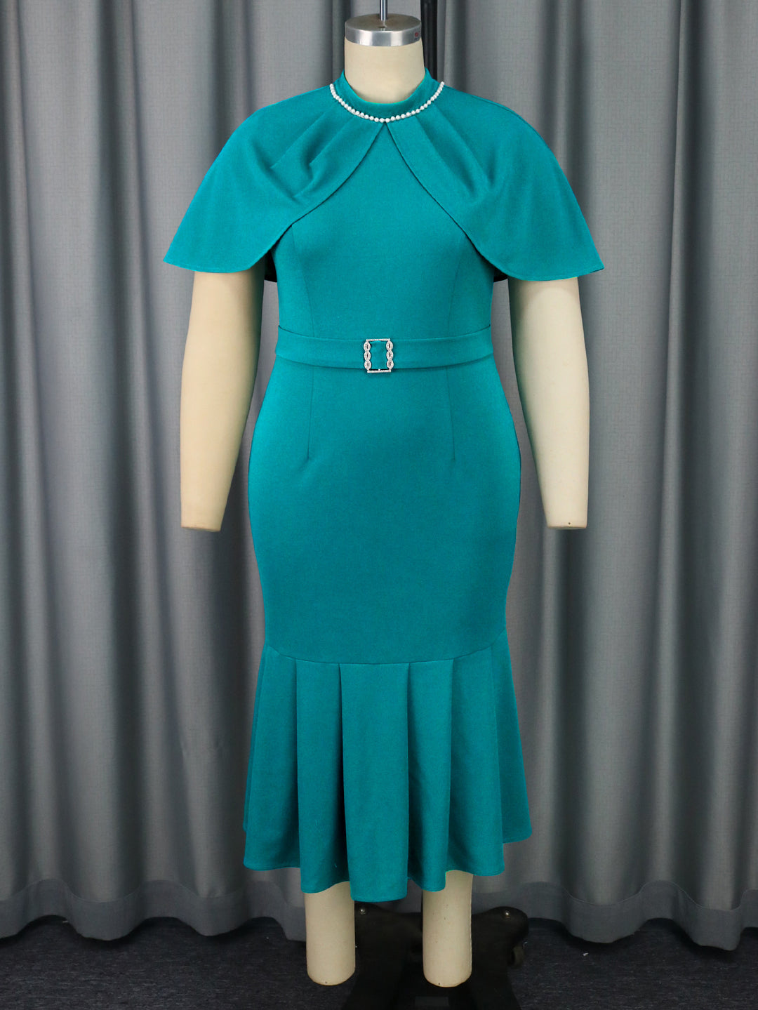Damen elegantes Abendkleid mit schickem Cape und figurbetonter Silhouette R&B