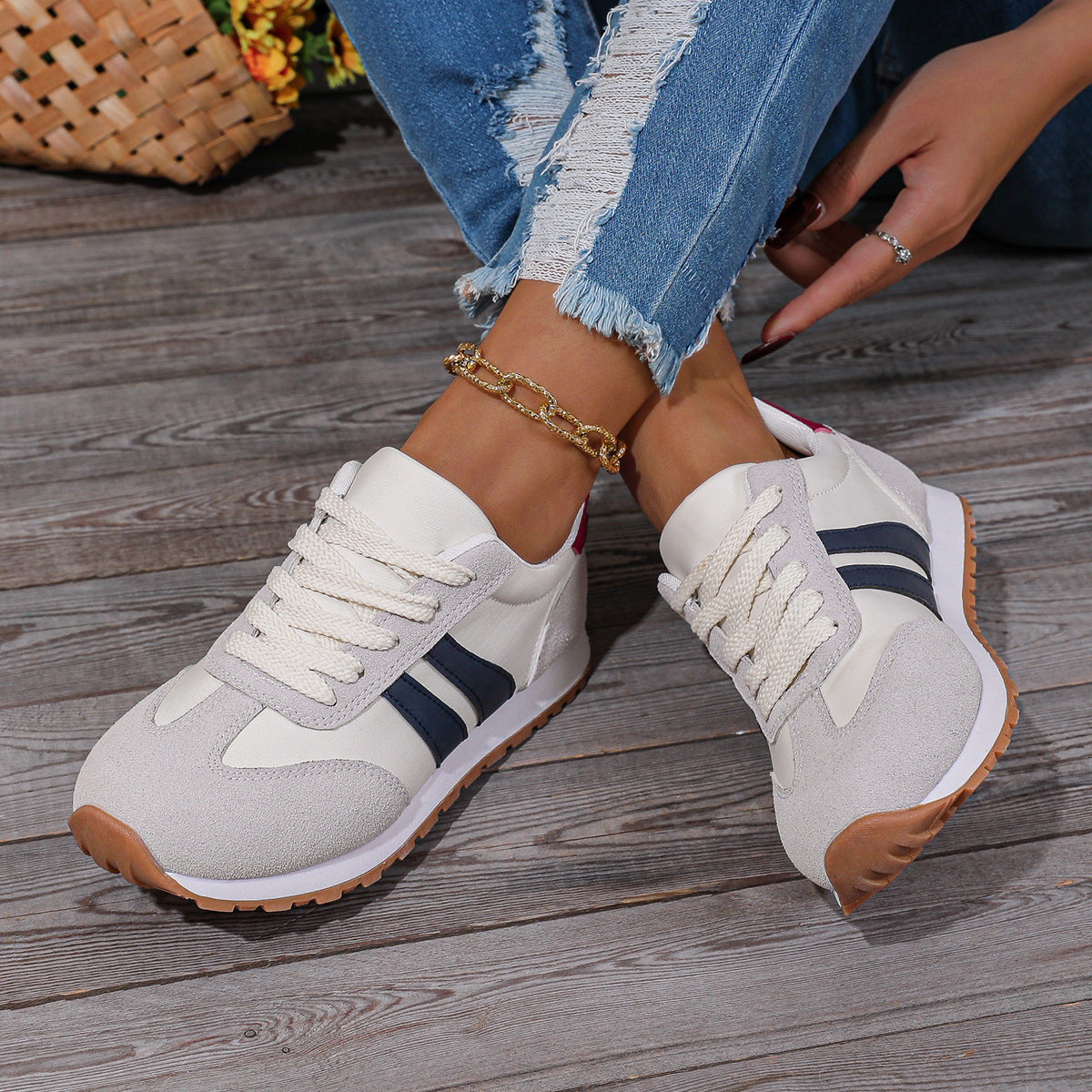 Damen Sportliche Sneakers mit atmungsaktivem Obermaterial und dämpfender Sohle