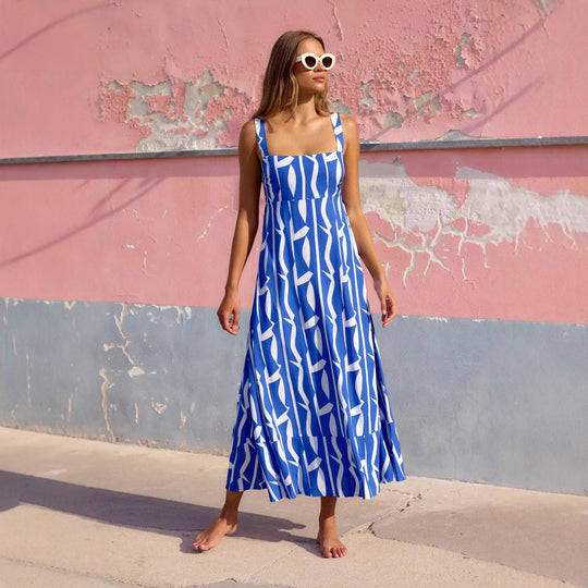 Damen Maxikleid mit floralem Design und rückenfreiem Schnitt R&B