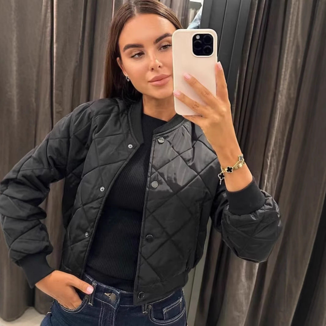 Damen gesteppte Kurzjacke mit praktischem Knopfverschluss R&B