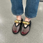Damen edle Netz-Sandalen mit luxuriösem Goldakzent R&B