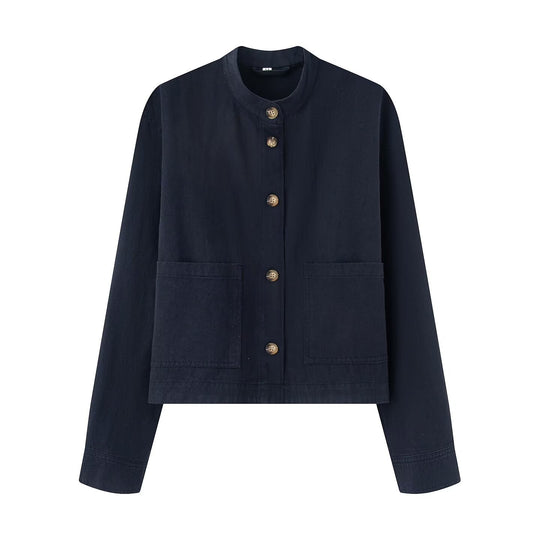 Damen Baumwolljacke mit Knopfleiste und praktischen Taschen R&B