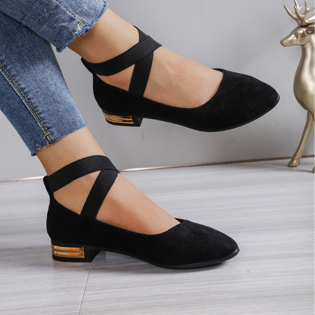 Damen Elegante Ballerinas mit elastischem Riemchen R&B