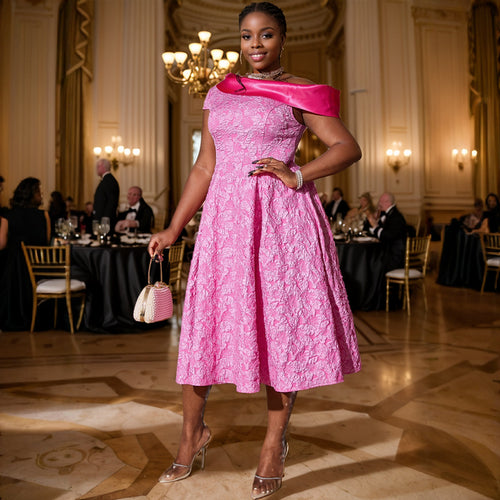 Damen Elegantes Kleid mit asymmetrischem Träger und floralem Muster R&B