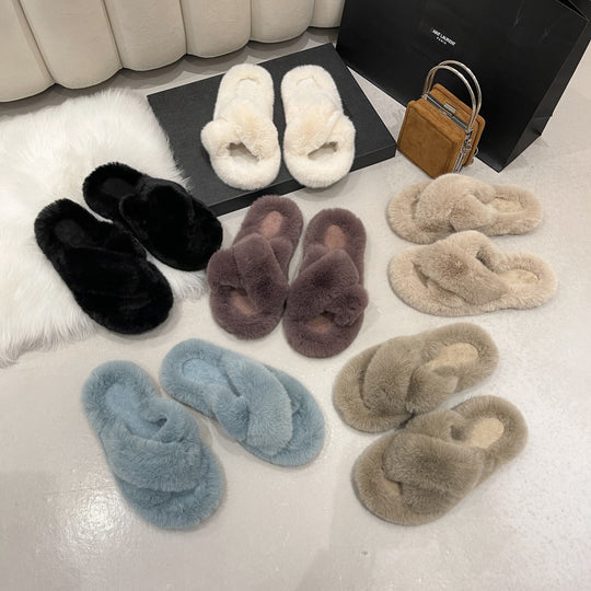 Damen Flauschige Hausschuhe mit kuscheligem Innenfutter R&B