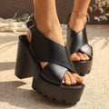 Damen Plateau-Sandaletten mit verstellbarem Riemendesign und robustem Blockabsatz R&B