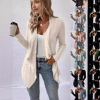 Damen gemütliche Strickjacke mit lässigem Schnitt und asymmetrischem Saum R&B