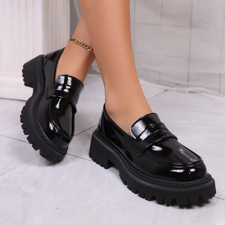 Damen Modische Lacklederschuhe mit robustem Profil R&B