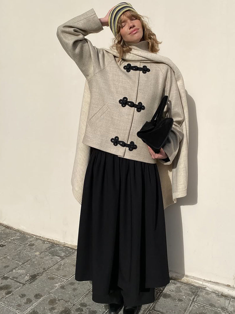 Damen elegante Cabanjacke mit dekorativem Knopfverschluss R&B