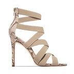 Damen High Heel Sandalen mit elastischen Riemen und stylischem Schlangenleder-Design R&B