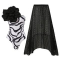 Damen Eleganter Badeanzug mit großem Blumen-Detail und transparentem Überrock R&B