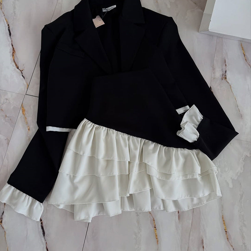 Damen elegantes cropped Blazer mit Rüschendetails R&B
