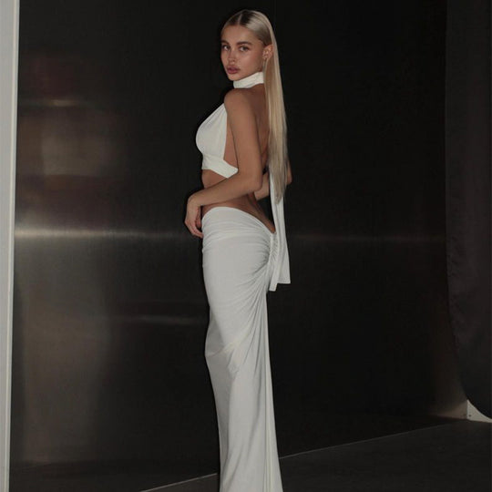 Damen Crop Top und Maxirock Set R&B
