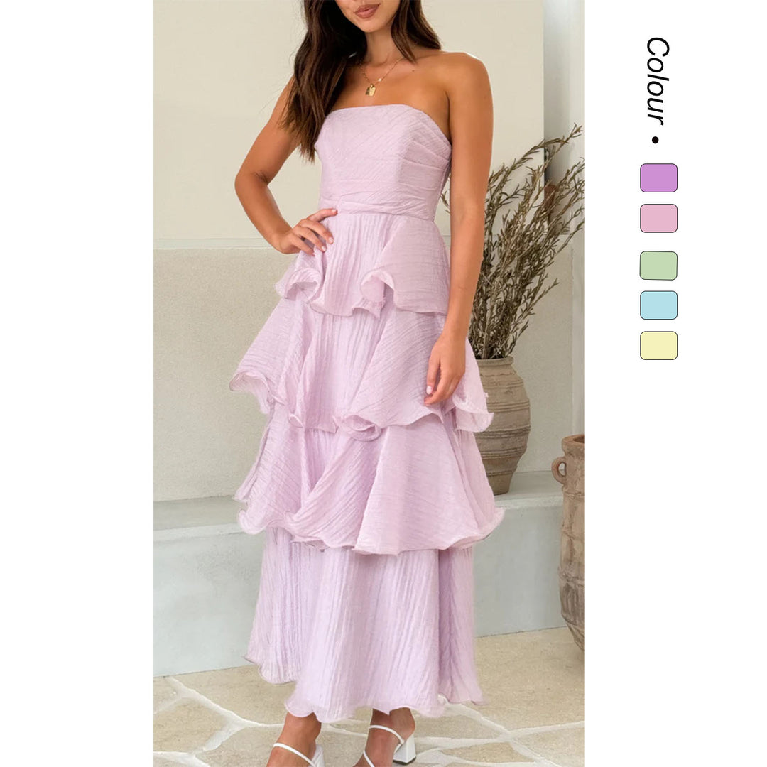 Damen Elegantes Wickelmaxikleid mit voluminösen Rüschendetails R&B