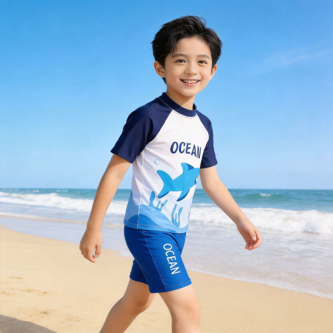 Jungen UV-Schutz Schwimmanzug mit kurzen Ärmeln R&B