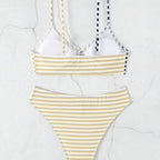 Damen Triangel-Bikini mit raffiniertem Knoten und modischem Streifenmuster R&B
