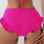Damen Bikinihose mit verspieltem Rüschendesign und hohem Bund R&B