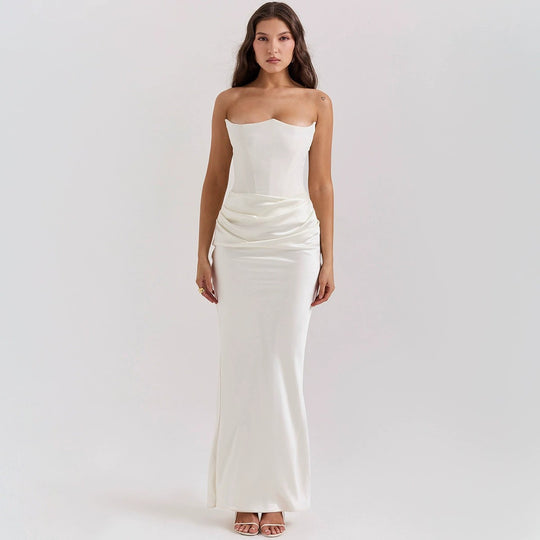 Damen nan trägerloses Korsagen-Abendkleid mit konturierter Miederkonstruktion und eleganter Hüftdrapierung R&B