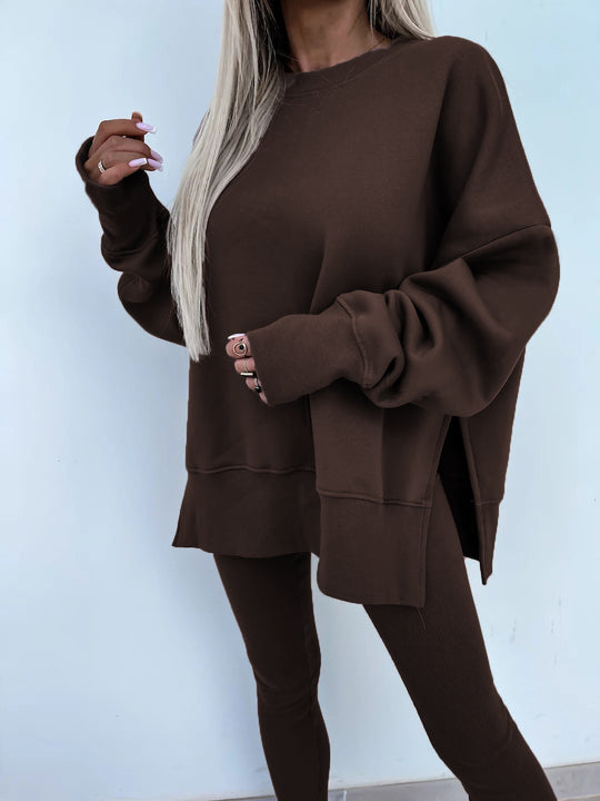 Damen Sportlicher Freizeitanzug mit oversized Sweatshirt und enganliegenden Leggings R&B