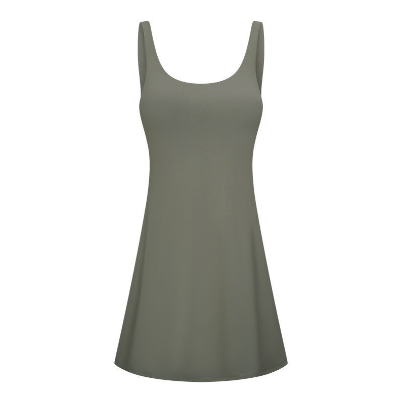 Damen Freizeitkleid mit tiefem Rundhalsausschnitt und schwingender Silhouette R&B