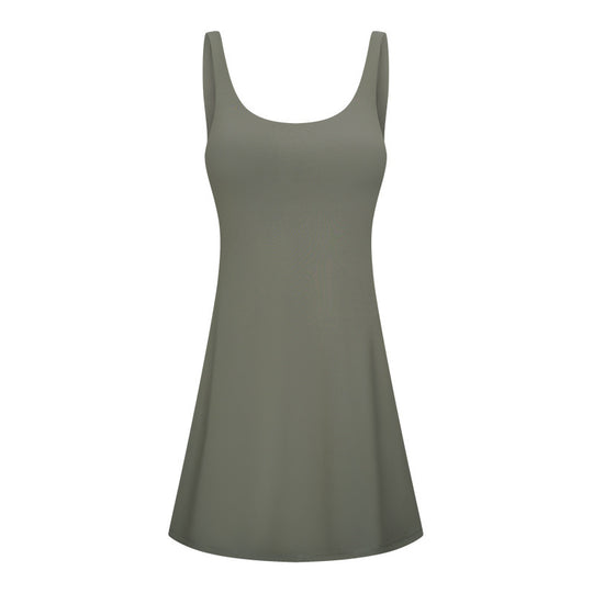 Damen Freizeitkleid mit tiefem Rundhalsausschnitt und schwingender Silhouette R&B