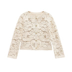 Damen Strickjacke Aus Feiner Spitze mit Dekorativen Knopfdetails und Eleganter Silhouette R&B