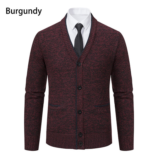 Herren Strickjacke mit V-Ausschnitt und eleganten Details R&B