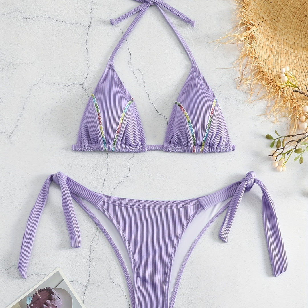 Damen Triangel-Bikini mit verspielten Bändern R&B