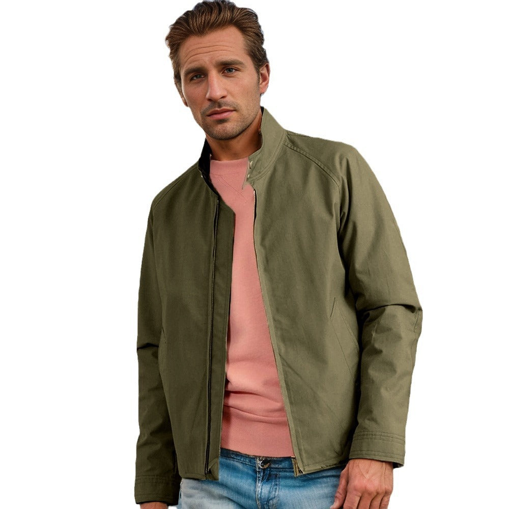 Herren lässige Übergangsjacke mit Stehkragen und praktischen Taschen R&B
