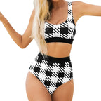 Damen Hochtailliertes Bikini-Set mit stylischem Grafikdesign R&B