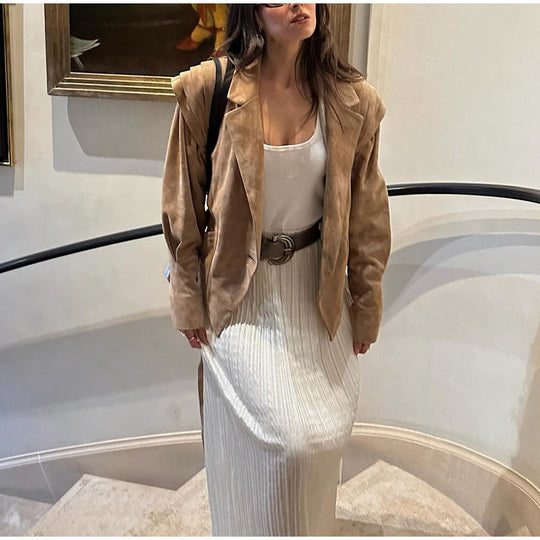 Damen Blazerjacke mit verbindbarem Gürtel und modernem Schulterdesign R&B