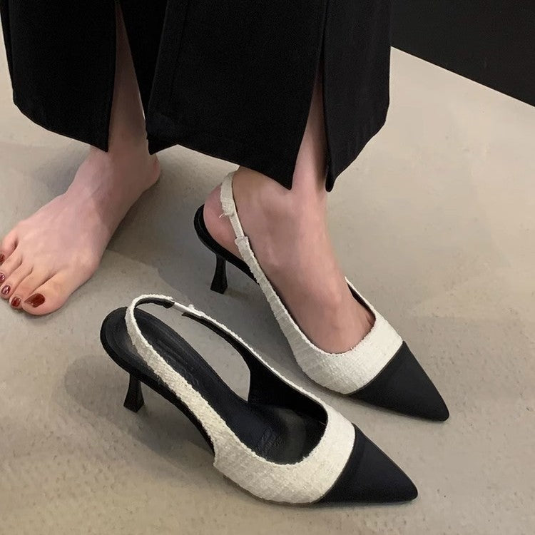 Damen Slingback Pumps mit elegantem Tweed-Design R&B