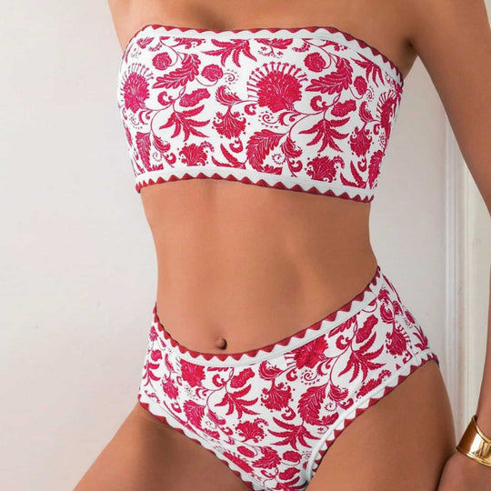 Damen Bandeau-Bikini mit trendigem floralen Design R&B