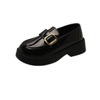 Damen Elegante Loafers mit glänzender Oberfläche und dekorativem Schnallenverschluss R&B