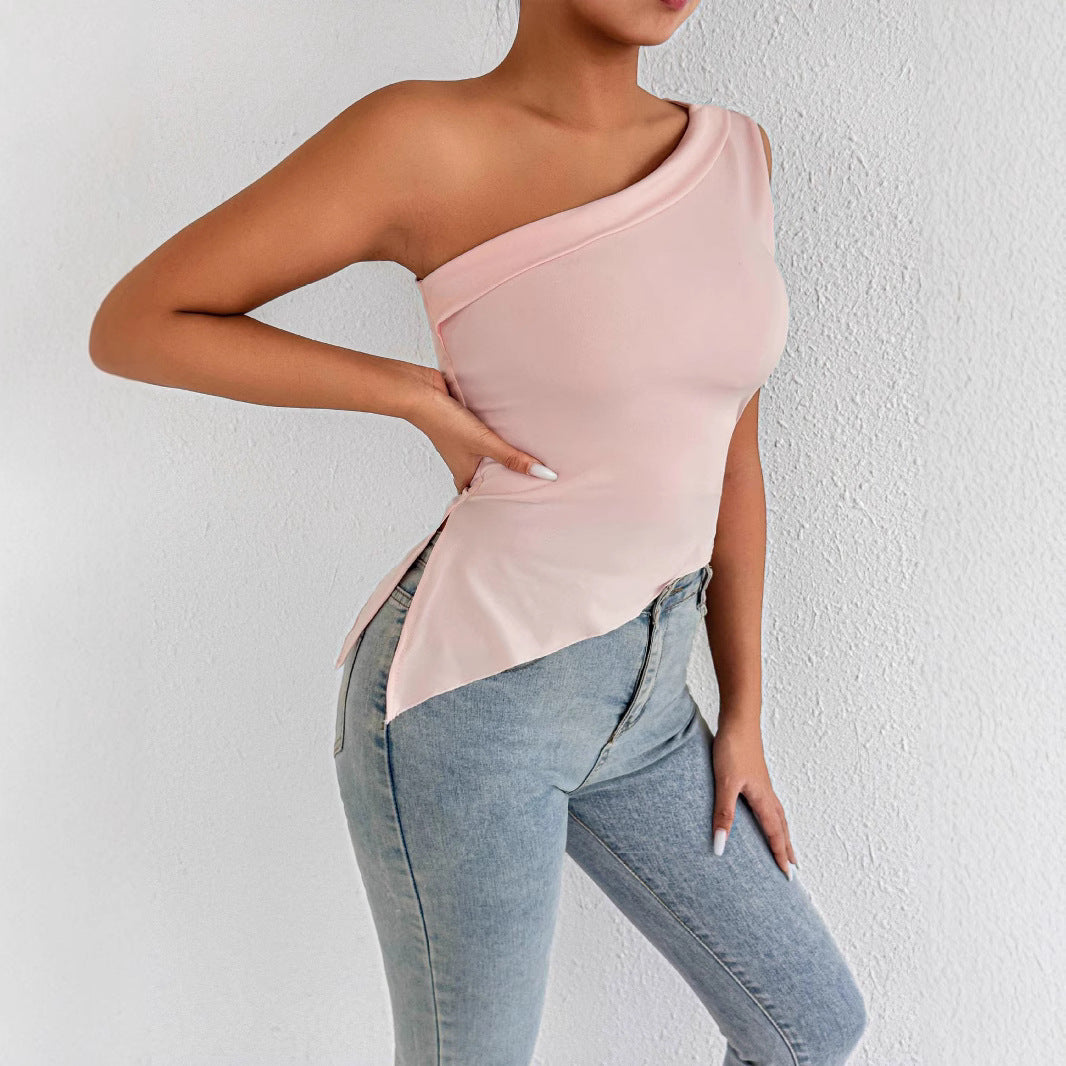 Damen asymmetrisches Top mit schulterfreiem Design und eleganter Drapierung R&B