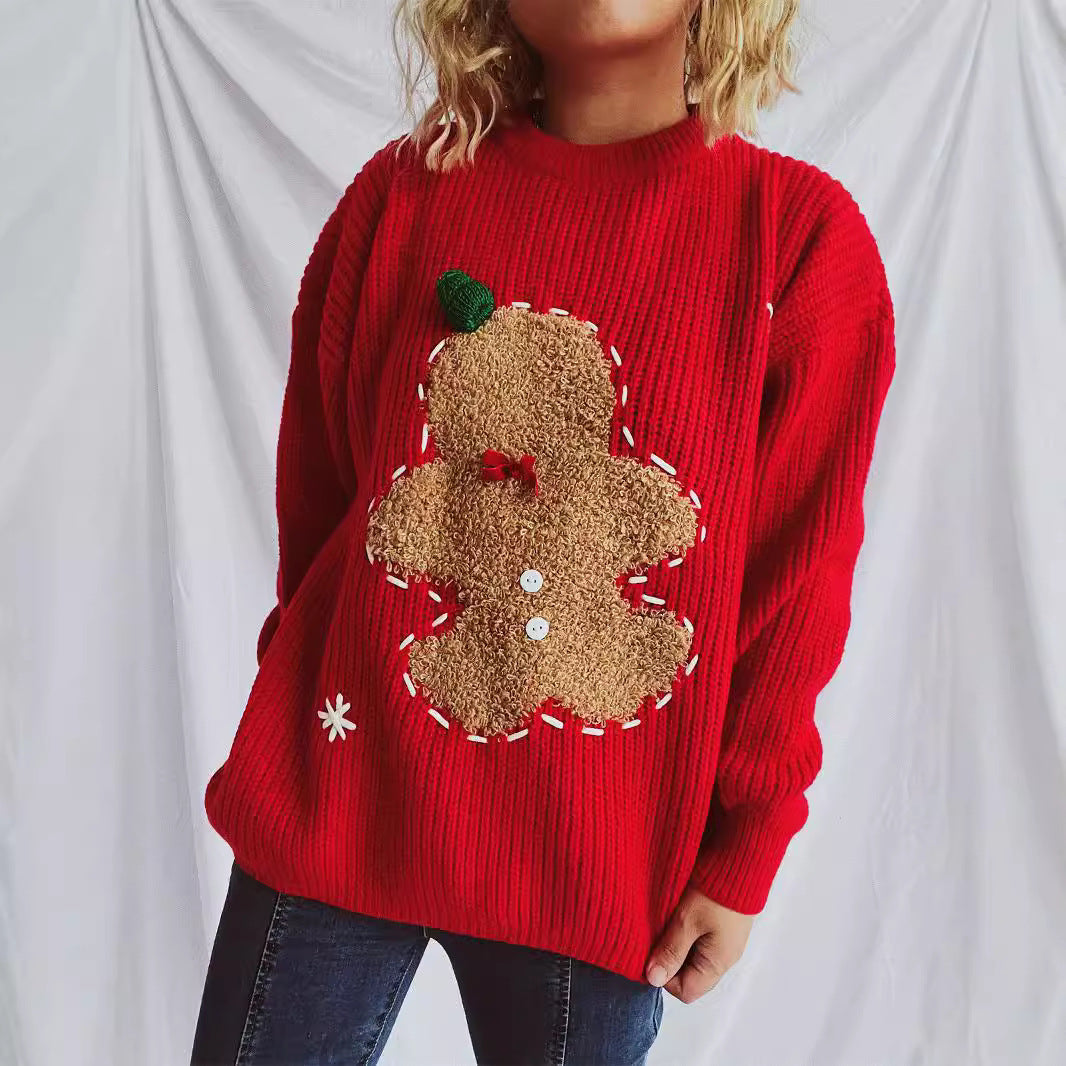 Damen festlicher Pullover mit weihnachtlichem Keksdesign R&B