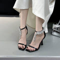 Damen Elegante High Heel Sandalen mit funkelnder Strassverzierung R&B