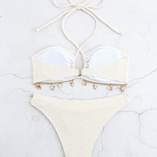 Damen Bikini-Set mit elegantem Bund und detailreichen Muscheldekoren R&B