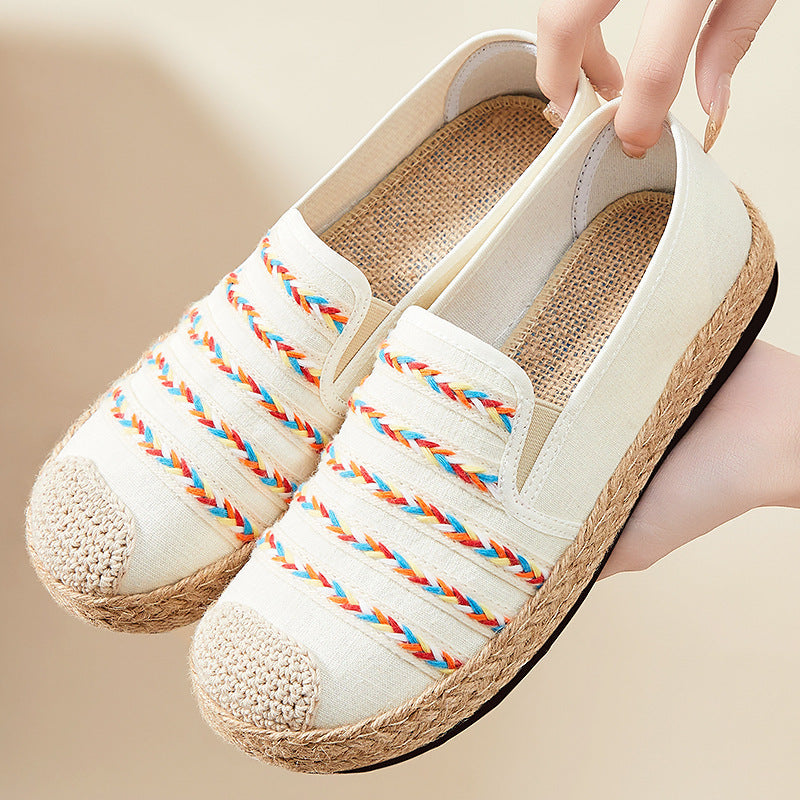 Damen Slip-On Espadrilles mit buntem geflochtenem Design R&B