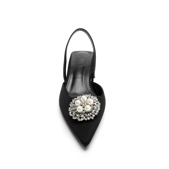 Damen Slingback-Pumps mit eleganter Perlenapplikation und modischem Absatz R&B